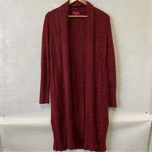 Barefoot Dreams CozyChic Lite Catalina Open Front Long Duster Red Burgun…